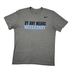 Nike Dri Fit Tee Mens Medium Gray Athletic Shirt Gym Training Graphic Swoosh